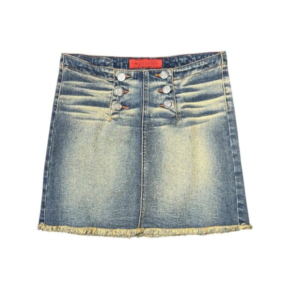 Y2K Bongo Acid Wash High Waisted Denim Mini Skirt Size 1 - Picture 1 of 7